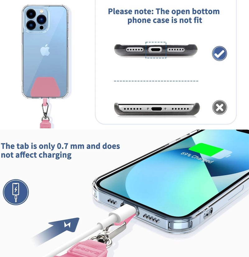 CACOE Phone Lanyard 2 Pcs-1 Pcs Adjustable Neck Strap,1 Pcs Wrist Strap,4 Pads,Universal Crossbody Multifuctional Cell Phone Lanyards Compatible with Most Smartphones(Pink) - Image 2